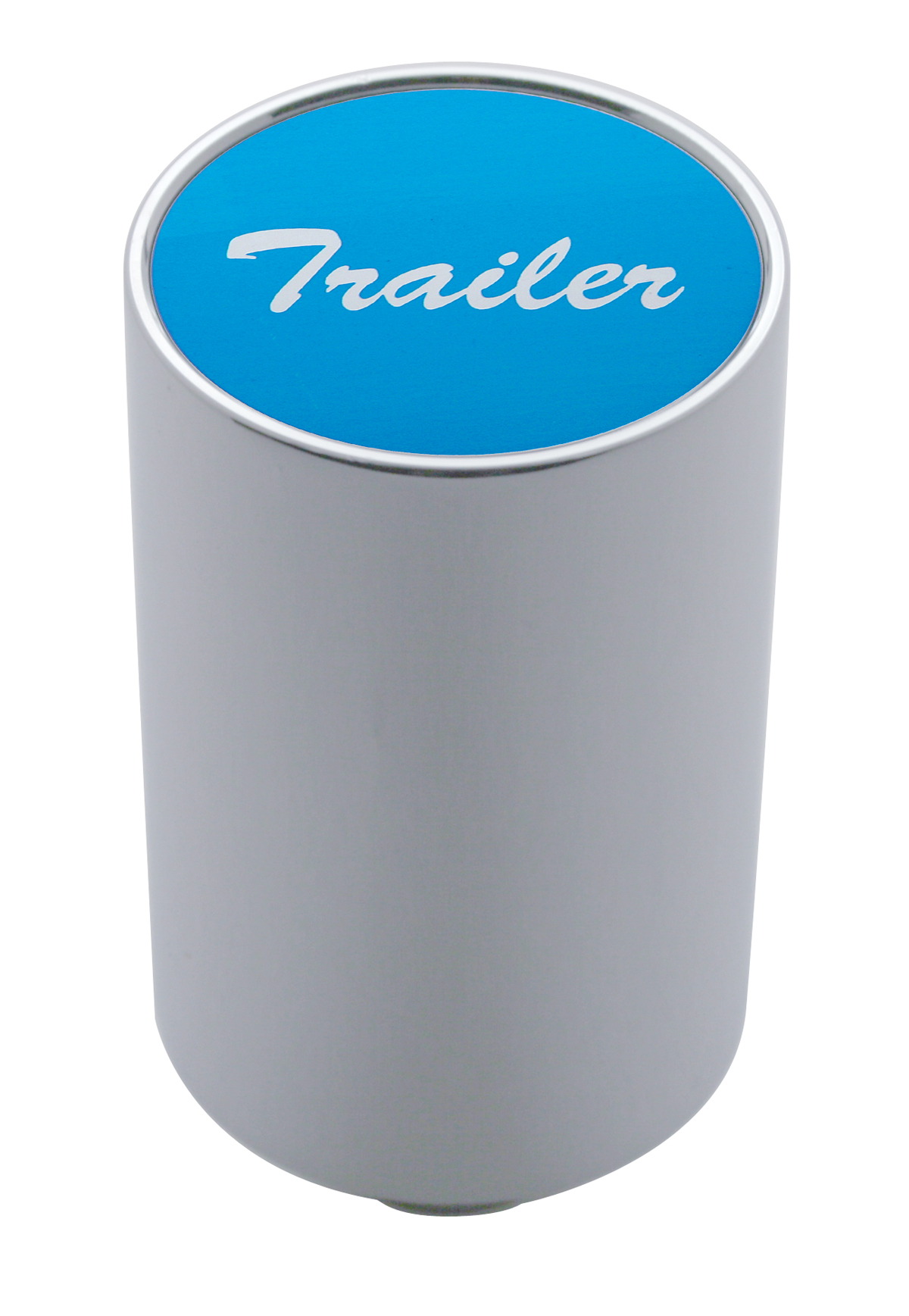Chrome Aluminum 3" Air Valve Knob W/ Aluminum "Trailer" Sticker - Blue