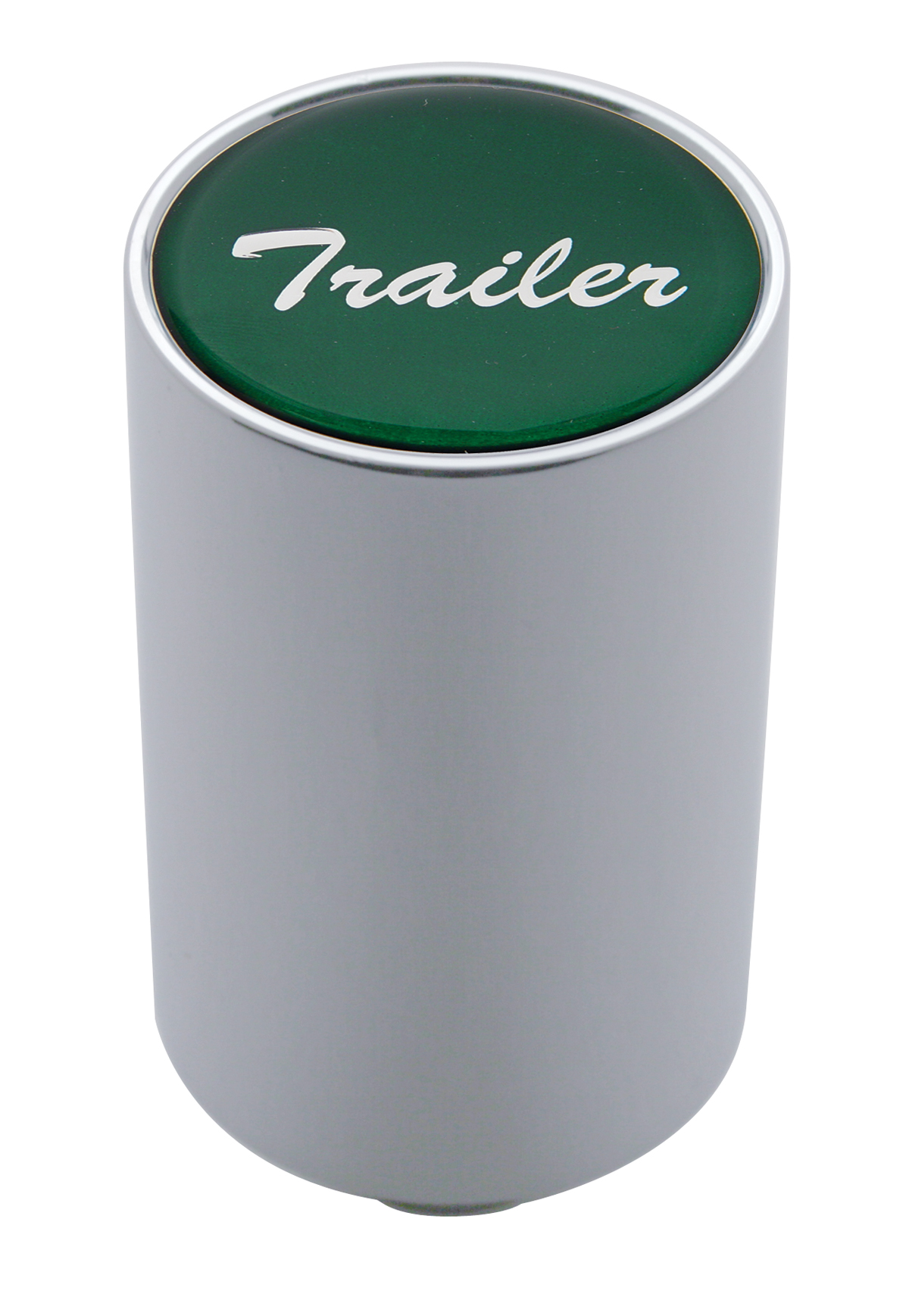 Chrome Aluminum 3" Air Valve Knob W/ Aluminum "Trailer" Sticker - Green