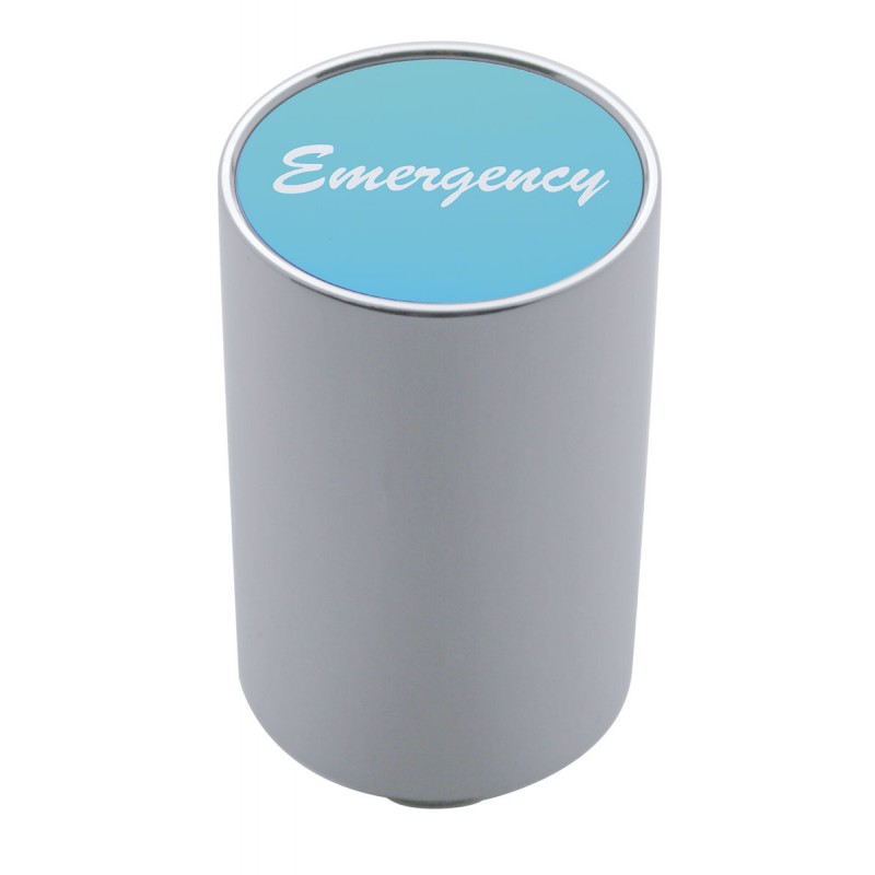 Chrome Aluminum 3" Air Valve Knob W/ Aluminum "Emergency" Sticker - Blue