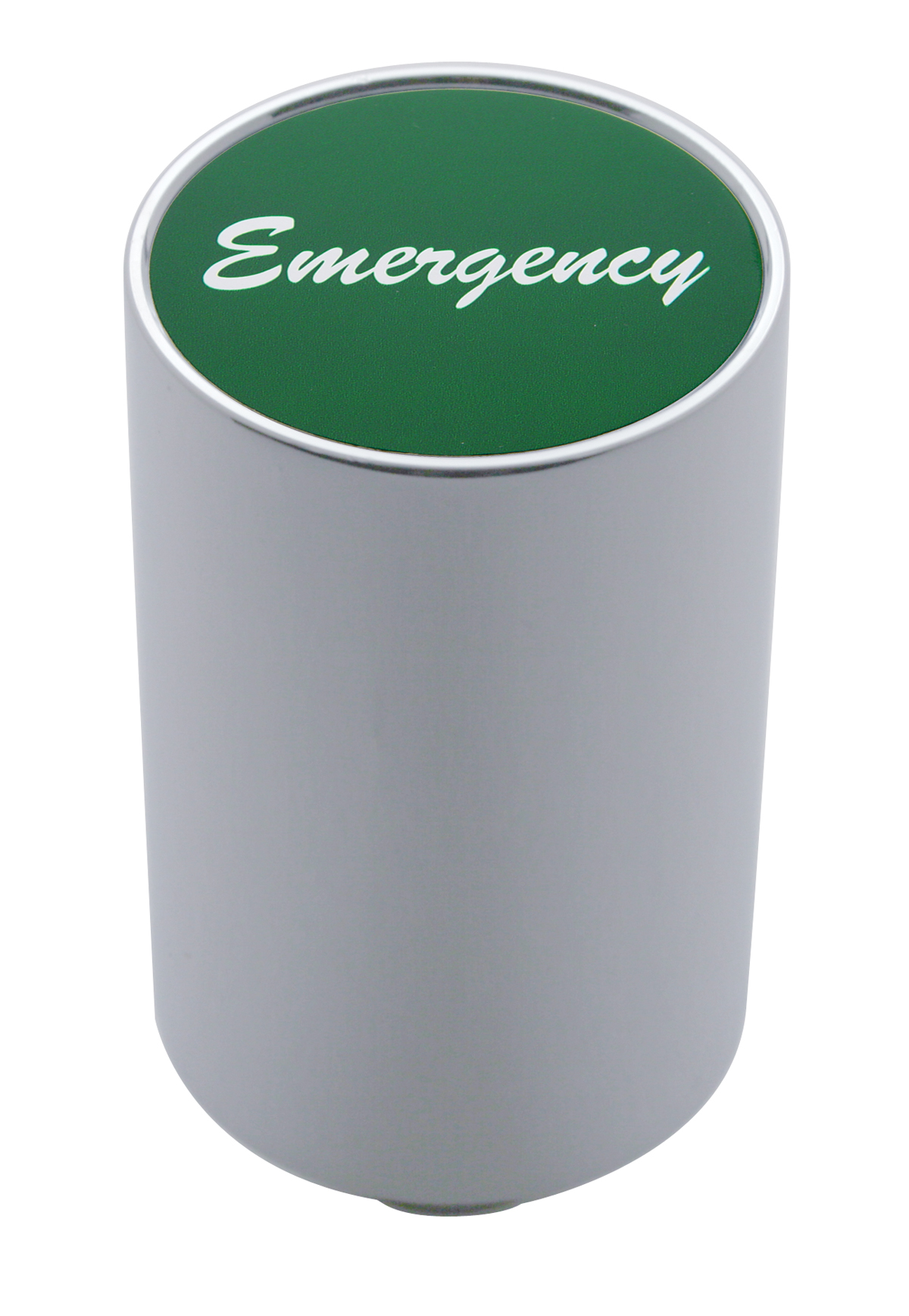 Chrome Aluminum 3" Air Valve Knob W/ Aluminum "Emergency" Sticker - Green