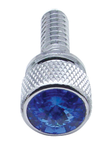 (14/Card) Chrome Peterbilt Dash Screws W/ Diamond - Blue