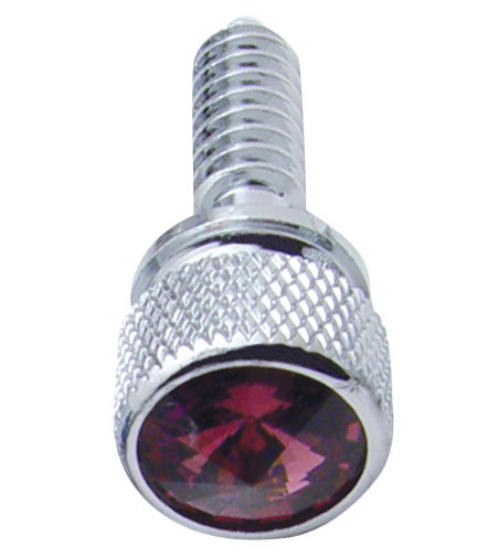 (14/Card) Chrome Peterbilt Dash Screws W/ Diamond - Purple