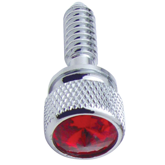 (14/Card) Chrome Peterbilt Dash Screws W/ Diamond - Red