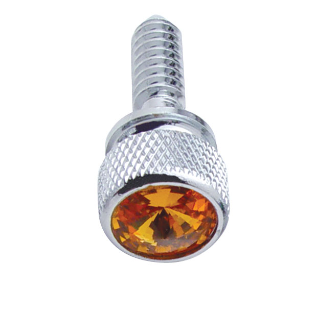 (14/Card) Chrome Peterbilt Dash Screws W/ Diamond - Amber