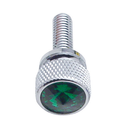 Chrome Kenworth Dash Short Screws W/ Diamond - Green