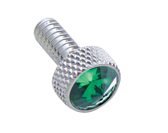 Chrome Peterbilt Small Dash Screw W/ Diamond - Green