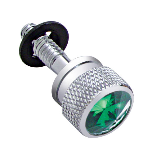 (6/Card) Chrome Peterbilt Dash Screw W/ Diamond - Green