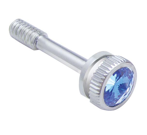 Chrome Peterbilt 357 Dash Screw W/ Diamond - Blue