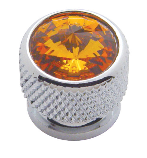 (4/Card) Chrome Bolt Head W/ Diamond - Amber