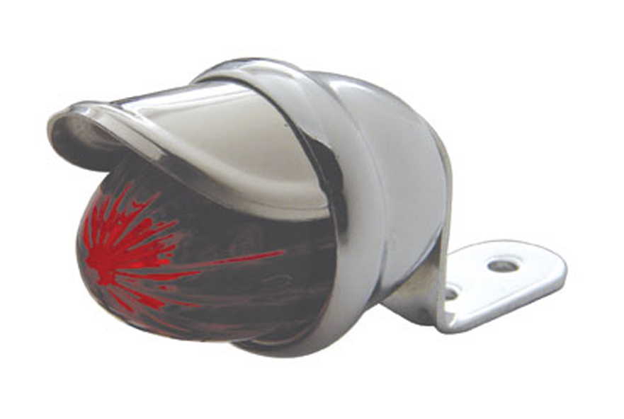 Chrome Mini Auxiliary Incandescent Light W/ Stainless Steel Visor - Red
