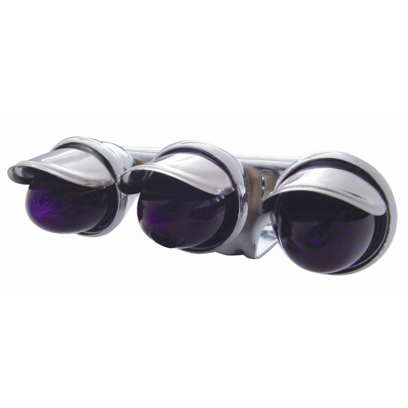 Chrome Housing W/ 3 Mini Auxiliary Incandescent Light W/ Stainless Steel Visor - Purple
