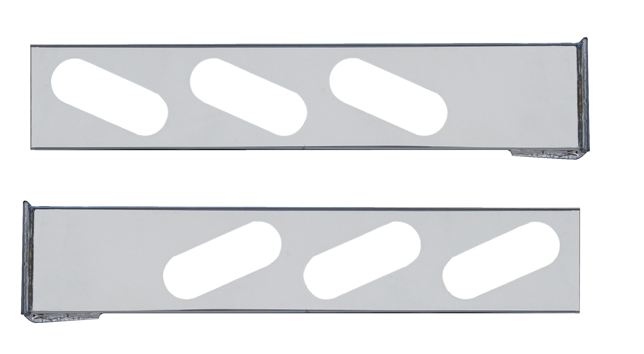 (2/Bulk) Chrome 2 Pcs. Rear Light Bar W/ 6 Slanted Oval Light Cutouts - 4 Hole Flange Mount