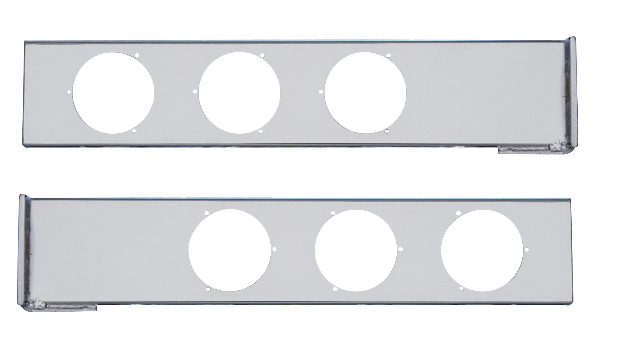 (2/Bulk) Chrome 2 Pcs. Rear Light Bar W/ Six 4" Light Cutouts - 4 Hole Flange Mount