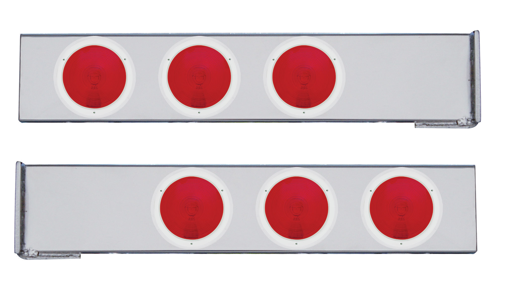 (2/Bulk) Chrome 94" Long 2 Piece Rear Light Bar W/ Six 4" Round Lights W/ Chrome Bezel