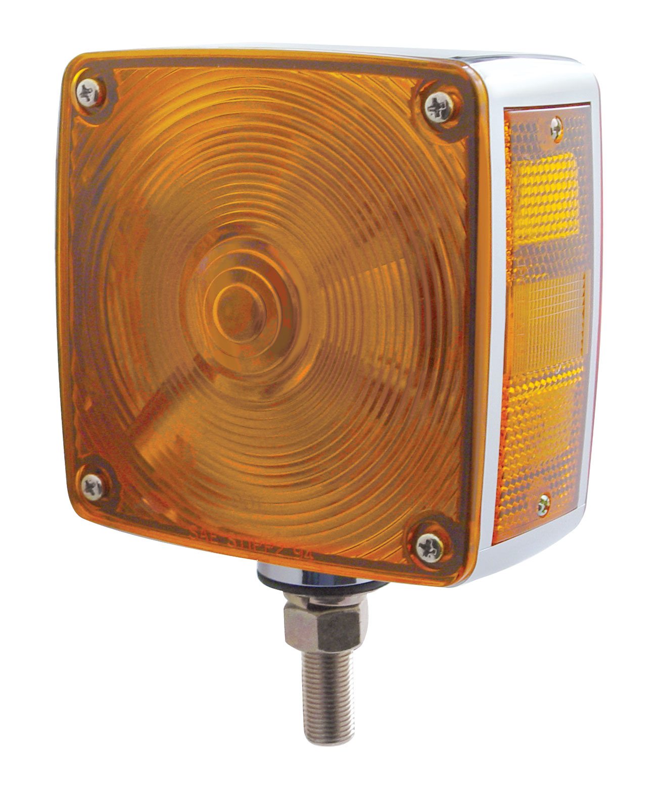 Chrome Square Double Face Incand. Turn Signal Light W/ Side Marker & Reflector Light - Signal Stud