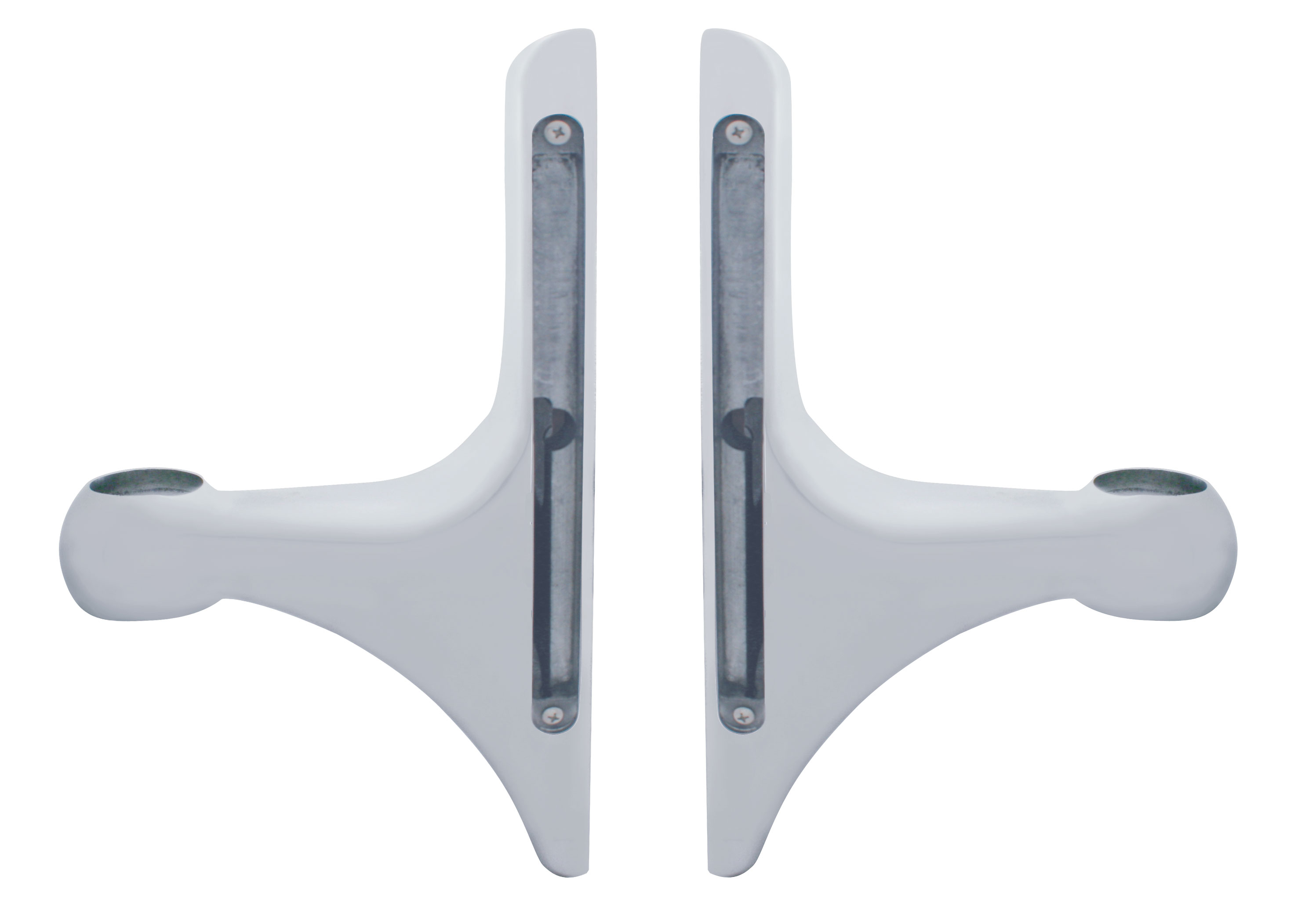 (2/Box) Polish Aluminum Peterbilt Headlight Bracket W/ 9" Light Bar Cutout