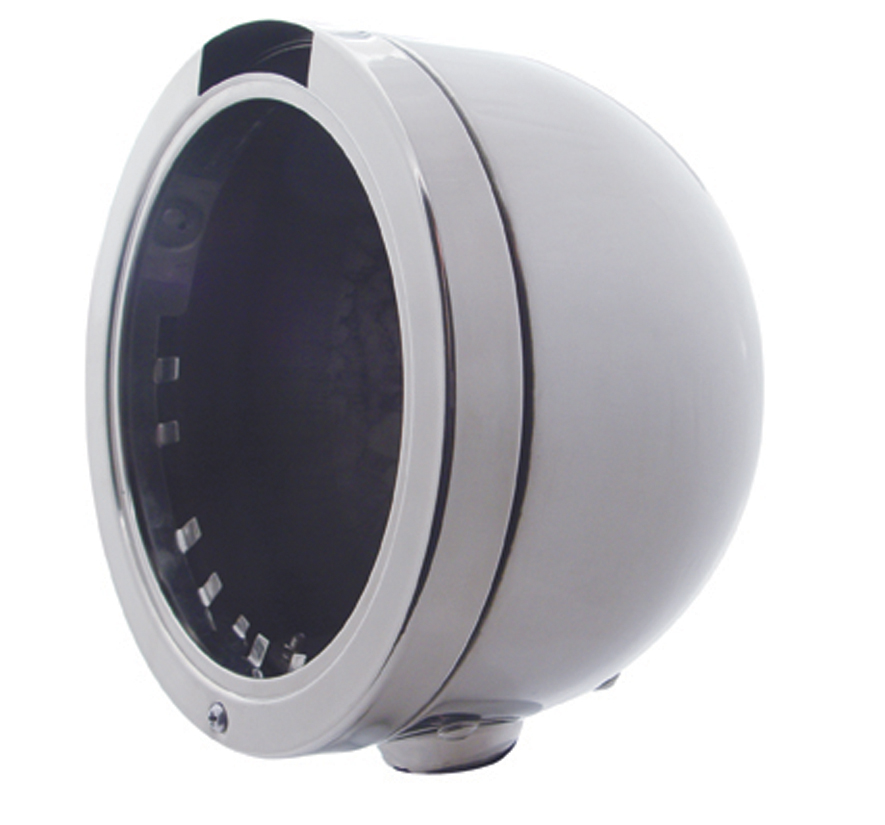 Stainless Steel Peterbilt Half Moon Headlight Housing W/ Incandescent Signal Lens