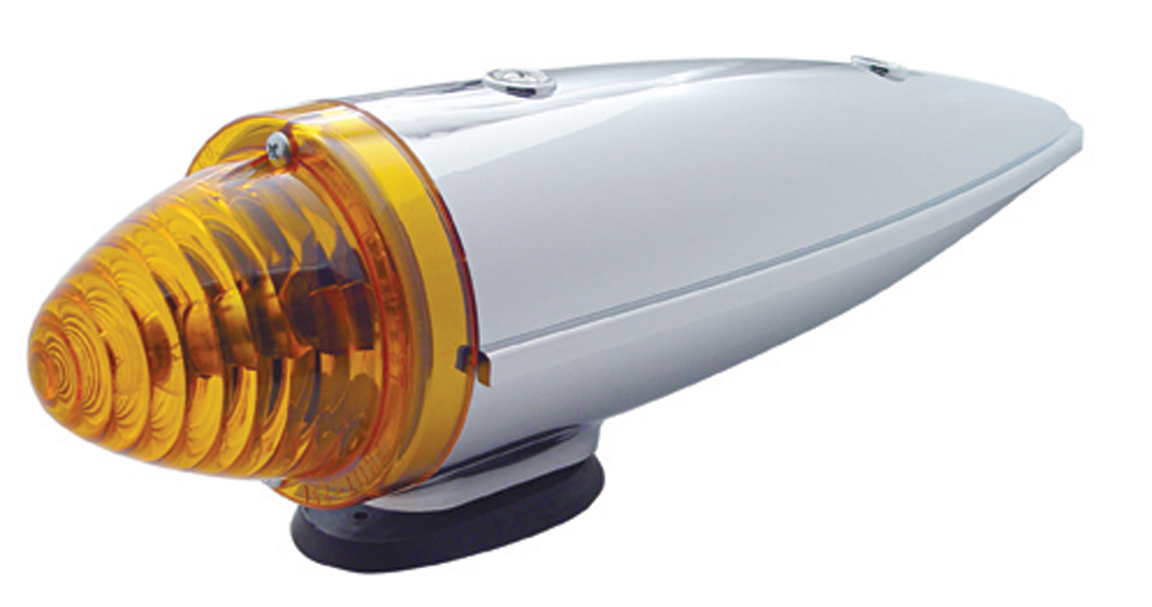 Chrome Plastic Torpedo Incandescent Cab light, Amber 30517