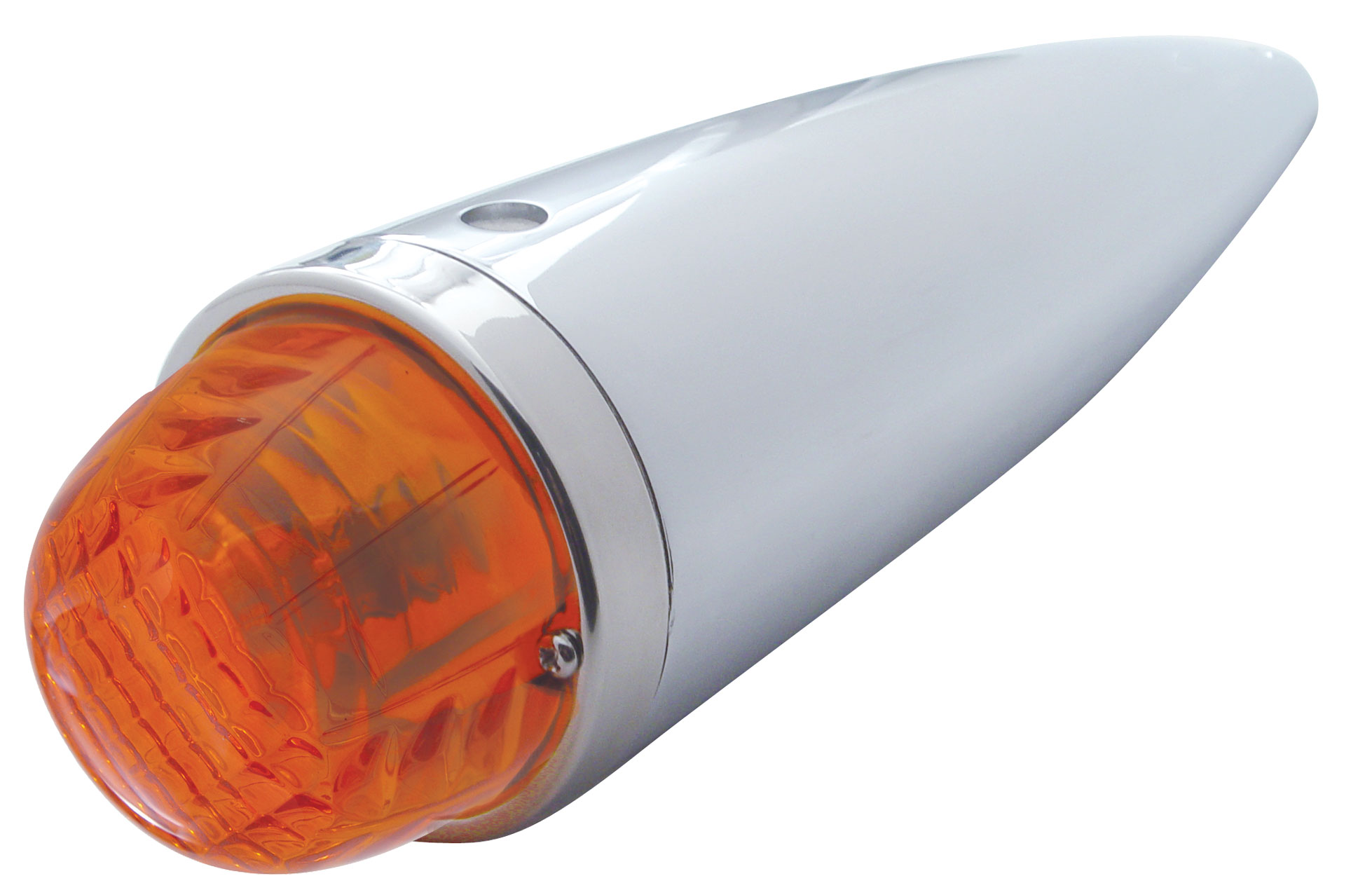 Chrome Crystal Glass Lens Torpedo Cab Light W/ 1156 Bulb - Dark Amber