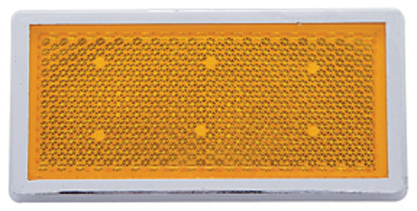 3 1/2" X 1 2/3" Rectangular Quick Mount Reflector W/ Chrome Bezel - Amber