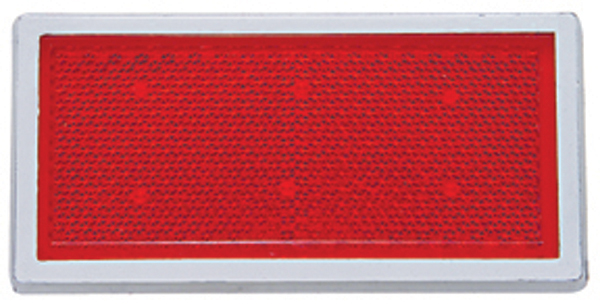 3 1/2" X 1 2/3" Rectangular Quick Mount Reflector W/ Chrome Bezel - Red