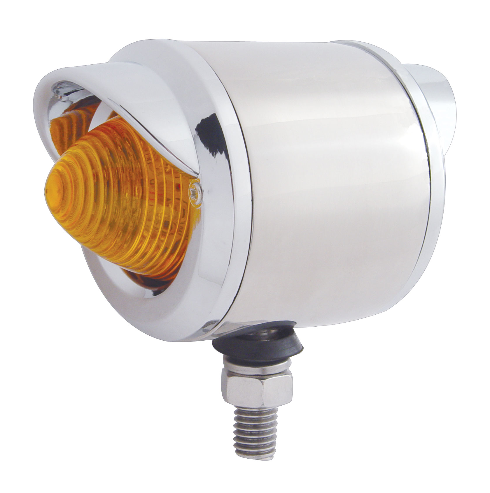 Stainless Steel Double Face Housing W/ Two 9 Led 2" Beehive Lt & Visor - Amber Led/ Amber Lens & Red Led/Red Lens