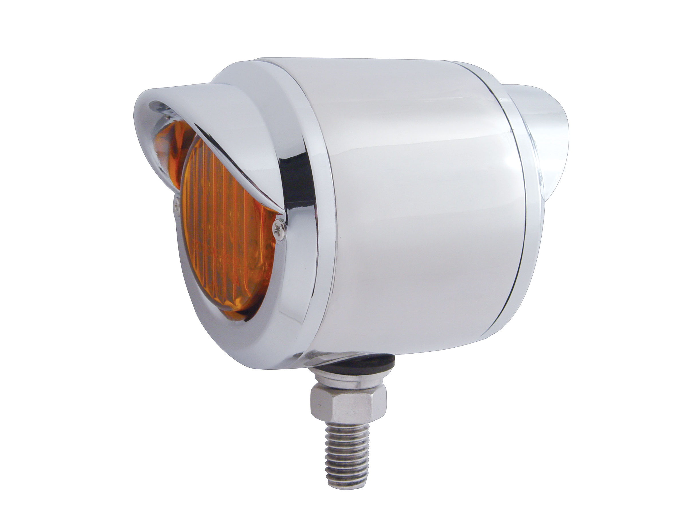 Stainless Steel Double Face Housing W/ Two 13 Led 2 1/2" Flat Lt & Visor - Amber Led/ Amber Lens & Red Led/Red Lens