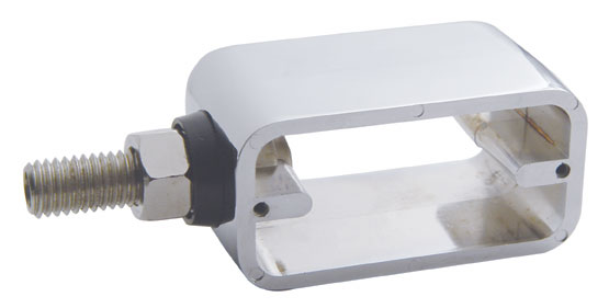 Chrome Double Face Rectangular Straight Mount Light Housing - Single Stud Mounting