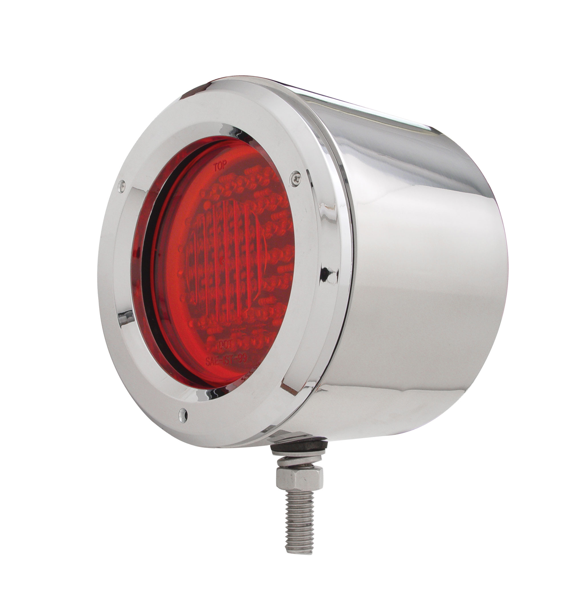 Stainless Steel Single Face Housing W/ 4" Incandescent Flat Light - Amber/Red