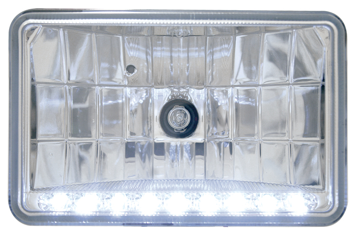 9 Led 6" X 4" Rectangular Low Beam Crystal Headlight - White