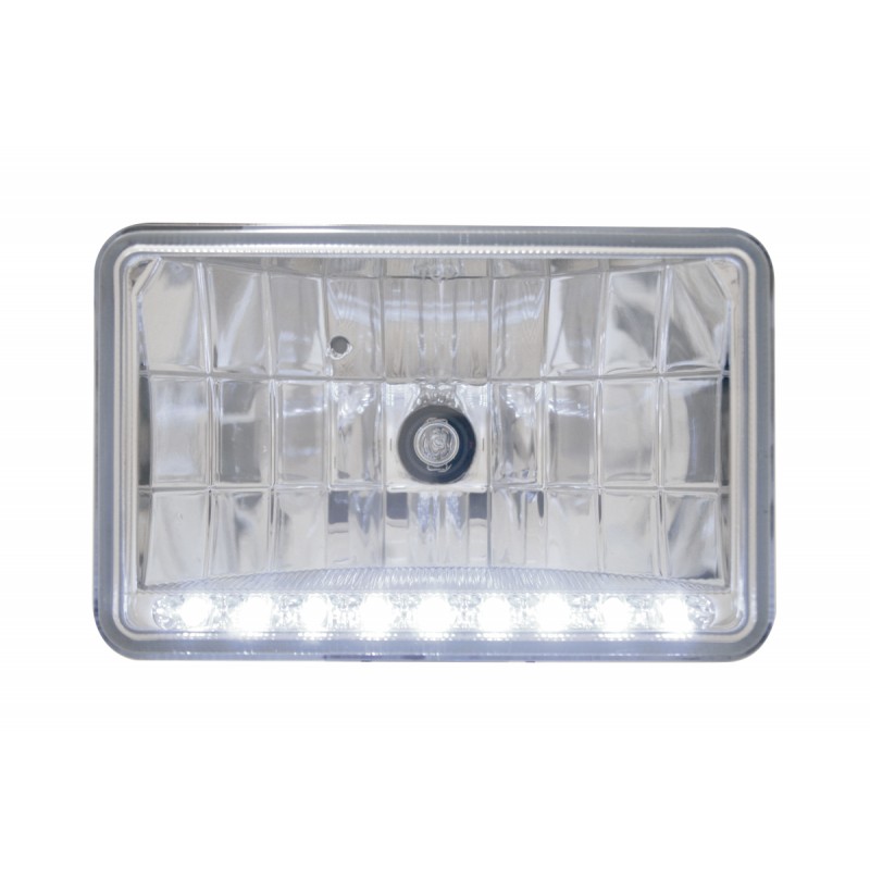 9 Led 6" X 4" Rectangular High Beam Crystal Headlight - White
