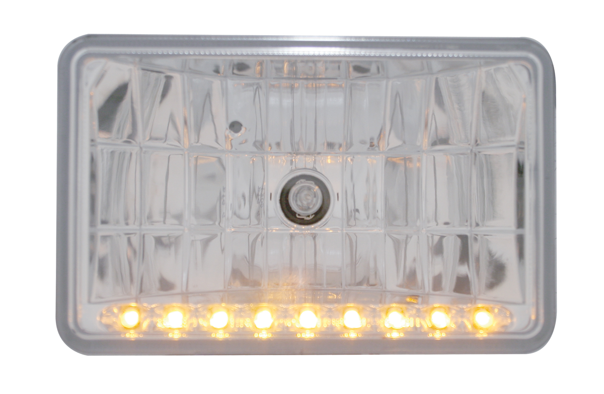 9 Led 6" X 4" Rectangular Low Beam Crystal Headlight - Amber
