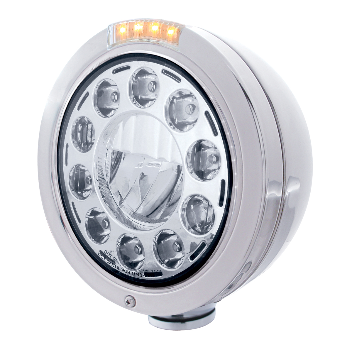 165Mm Crystal Projection Rectangular Headlight Bulb With 6 White Led - Low Beam Only