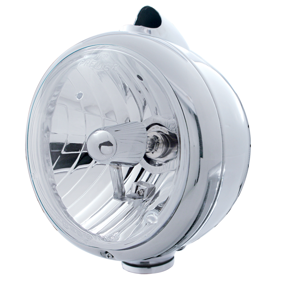 Chrome "Guide" Peterbilt Headlight - Crystal H4 Halogen