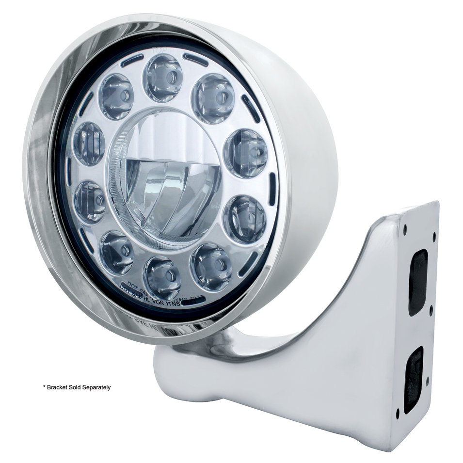 Stainless Steel 7" Round "Rebel" Headlight - 11 High Power Crystal