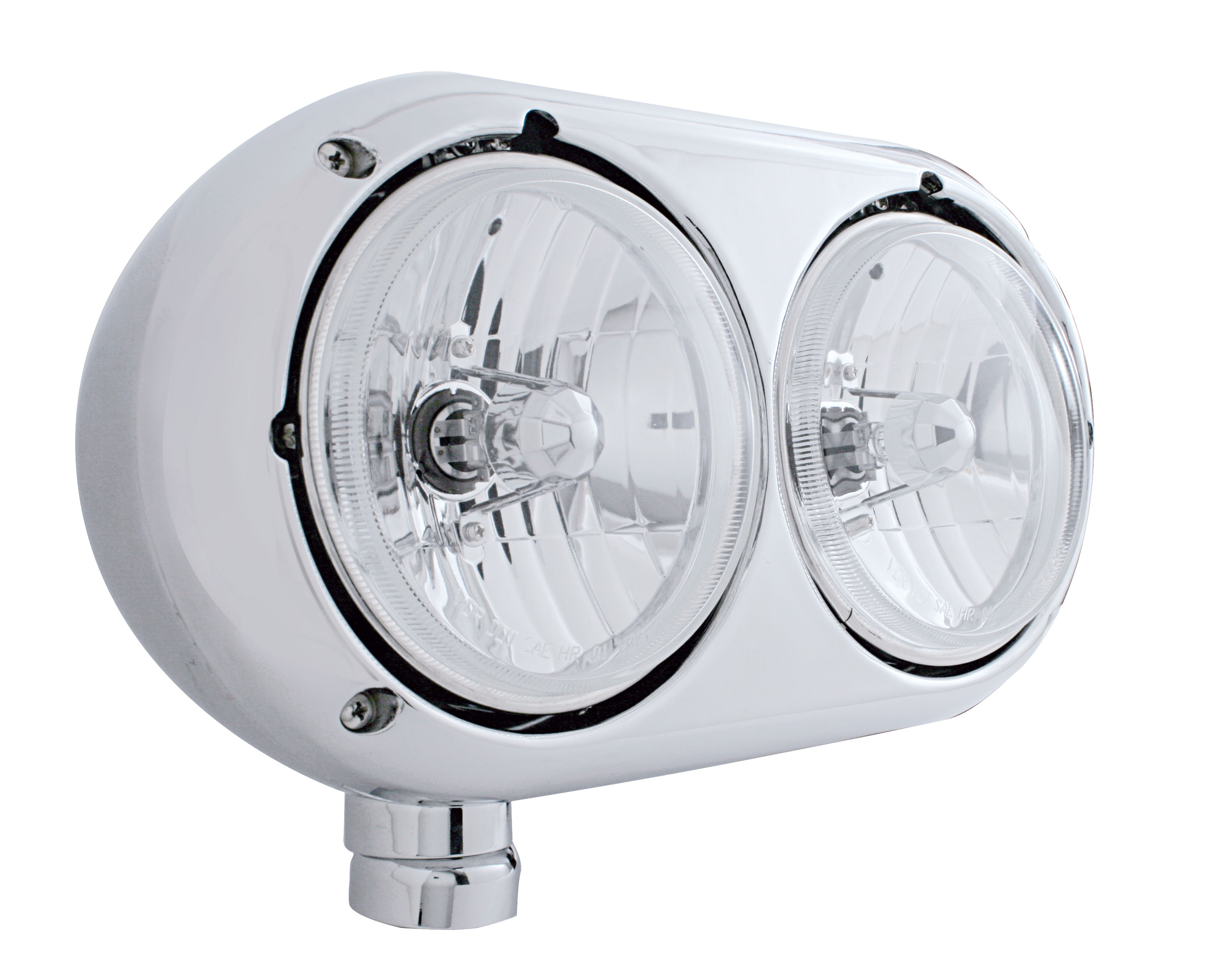 Polished Aluminum Peterbilt 359 Crystal Halogen Dual Headlight - Driver