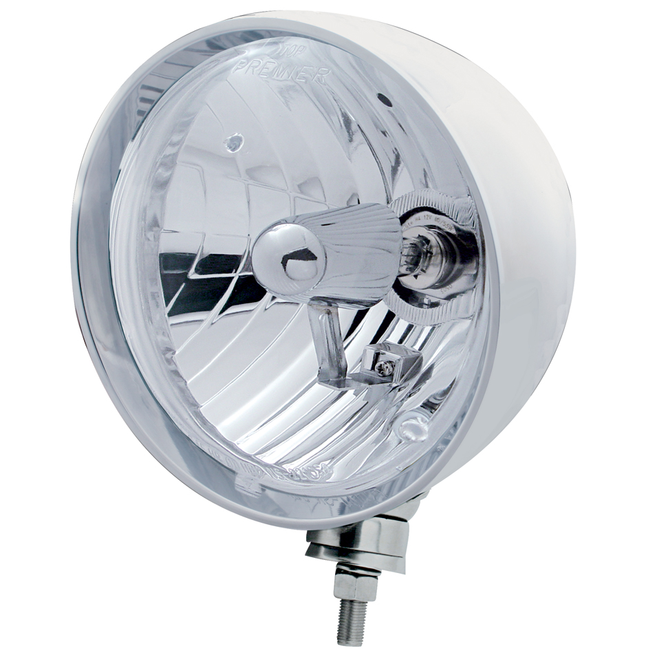 Stainless Steel 7" Round "Rebel" Headlight - Crystal H4 Halogen