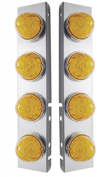 (2/Bulk) Stainless Steel Peterbilt 16 Led Cutout Air Cleaner Light Bracket W/ 17 Amber Led Watermelon Cab Light - Amber Lens