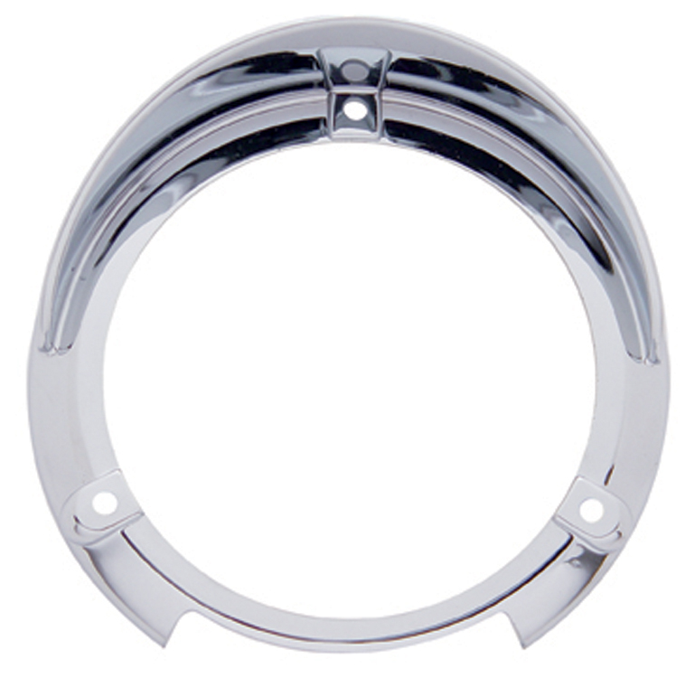 Chrome Plastic Round Turn Signal Light Bezel - Visor On Top
