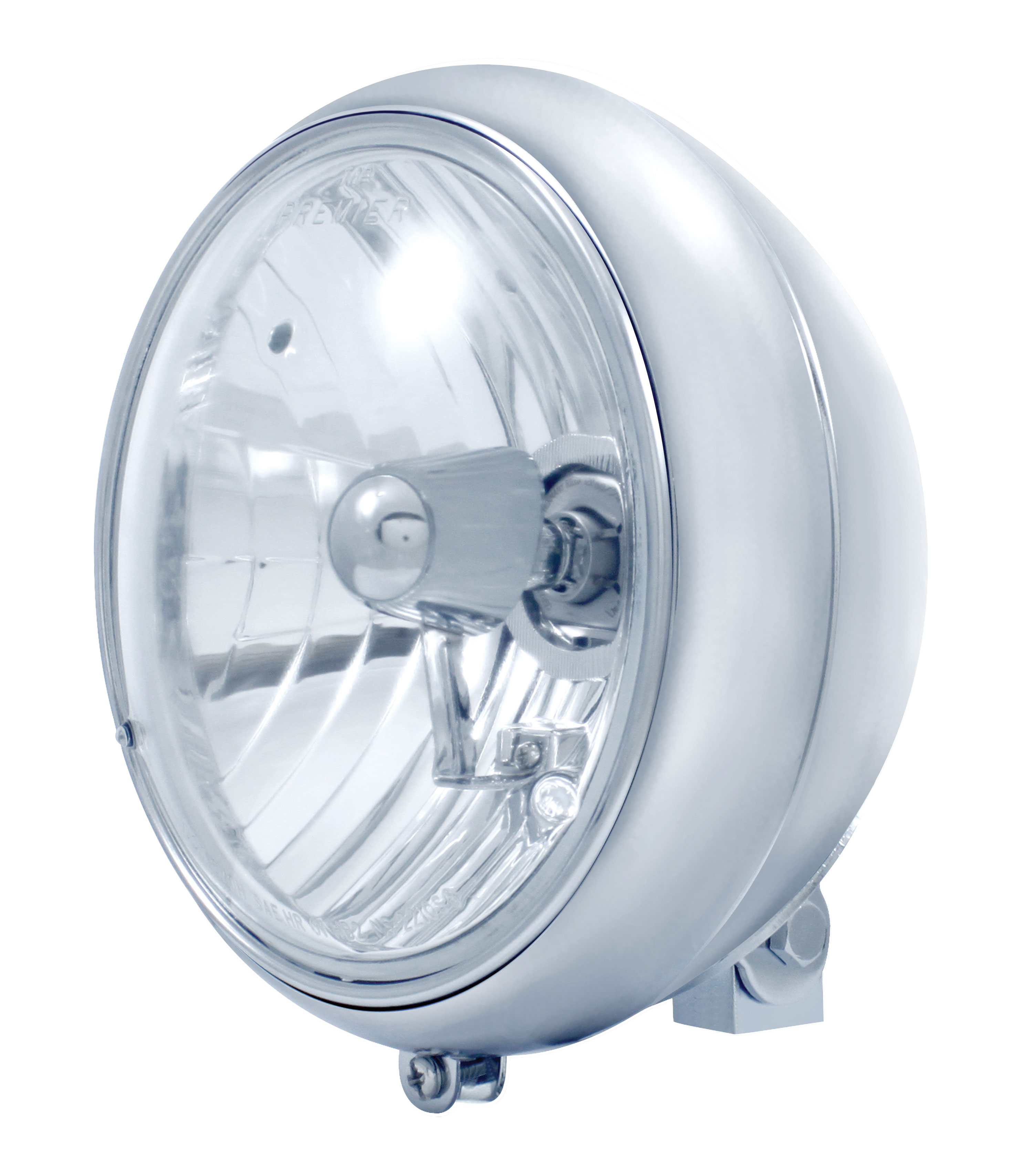 Chrome 7" Motorcycle Headlight With Crystal H4 Halogen Bulb