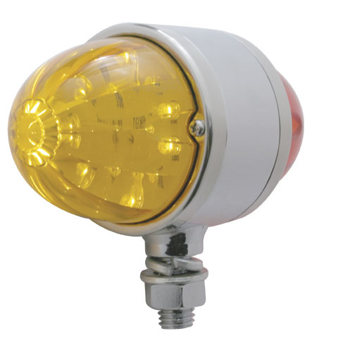 Chrome Double Face Light Bracket W/ 17 Amber/Red Led Watermelon Cab Light - Amber/Red Lens