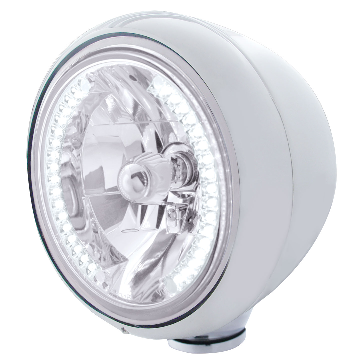Stainless Steel Classic "Guide" Headlight W/ 34 White Led Crystal Halogen