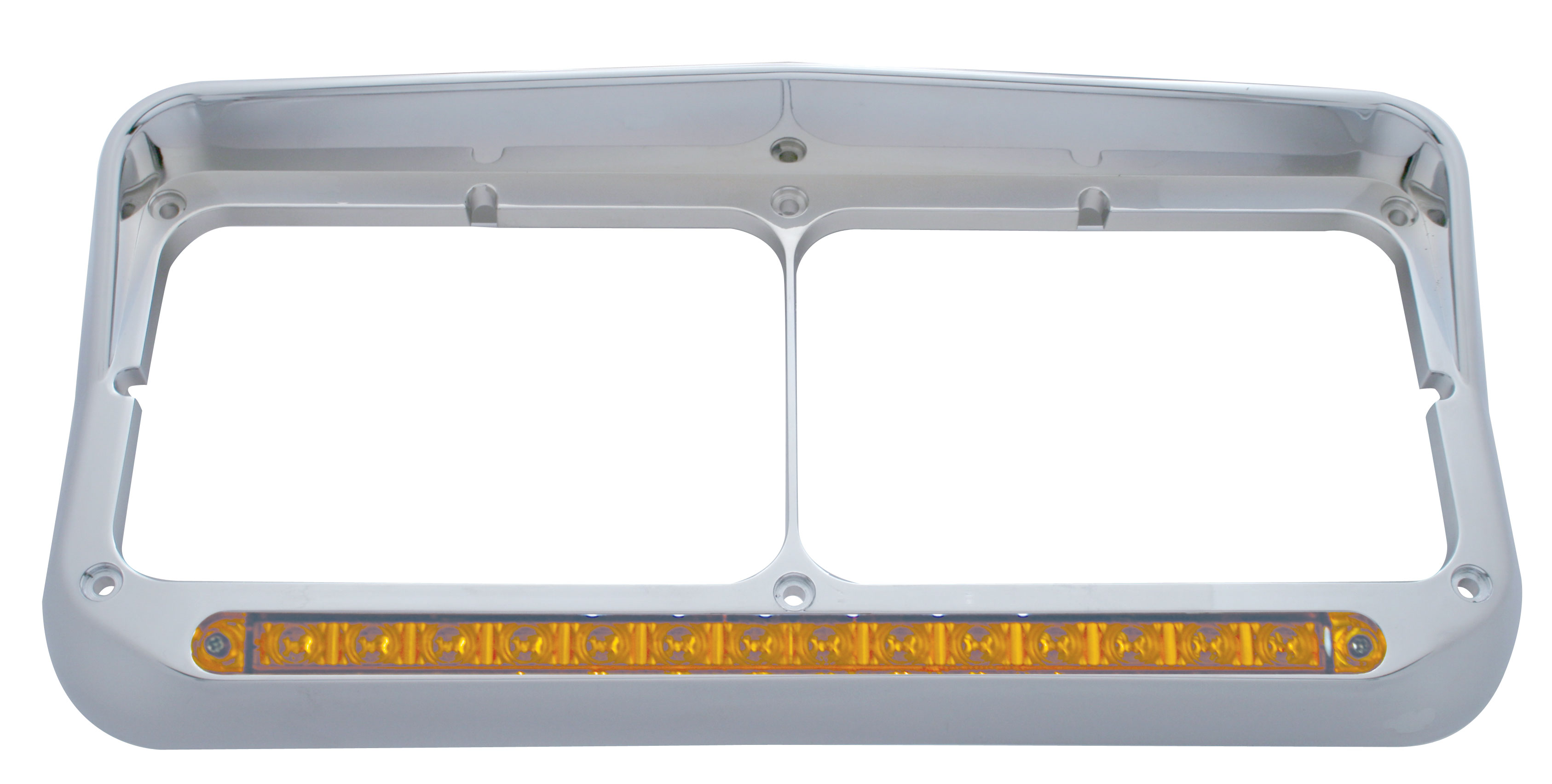 Cr Pl Rect Headlight Bezel W/ Visor W/ 14 Amb Led 12" Sequential Light Bar W/ Amb Lens - Passenger Side/Right To Left