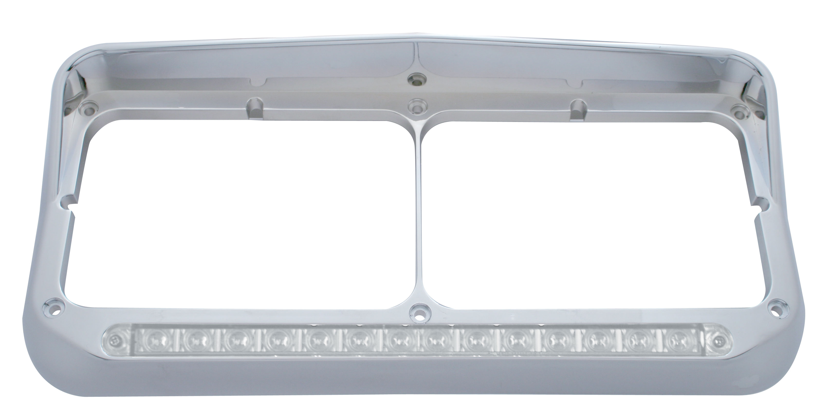 Cr Pl Rect Headlight Bezel W/ Visor W/ 14 Amb Led 12" Sequential Light Bar W/ Clr Lens - Passenger Side/Right To Left