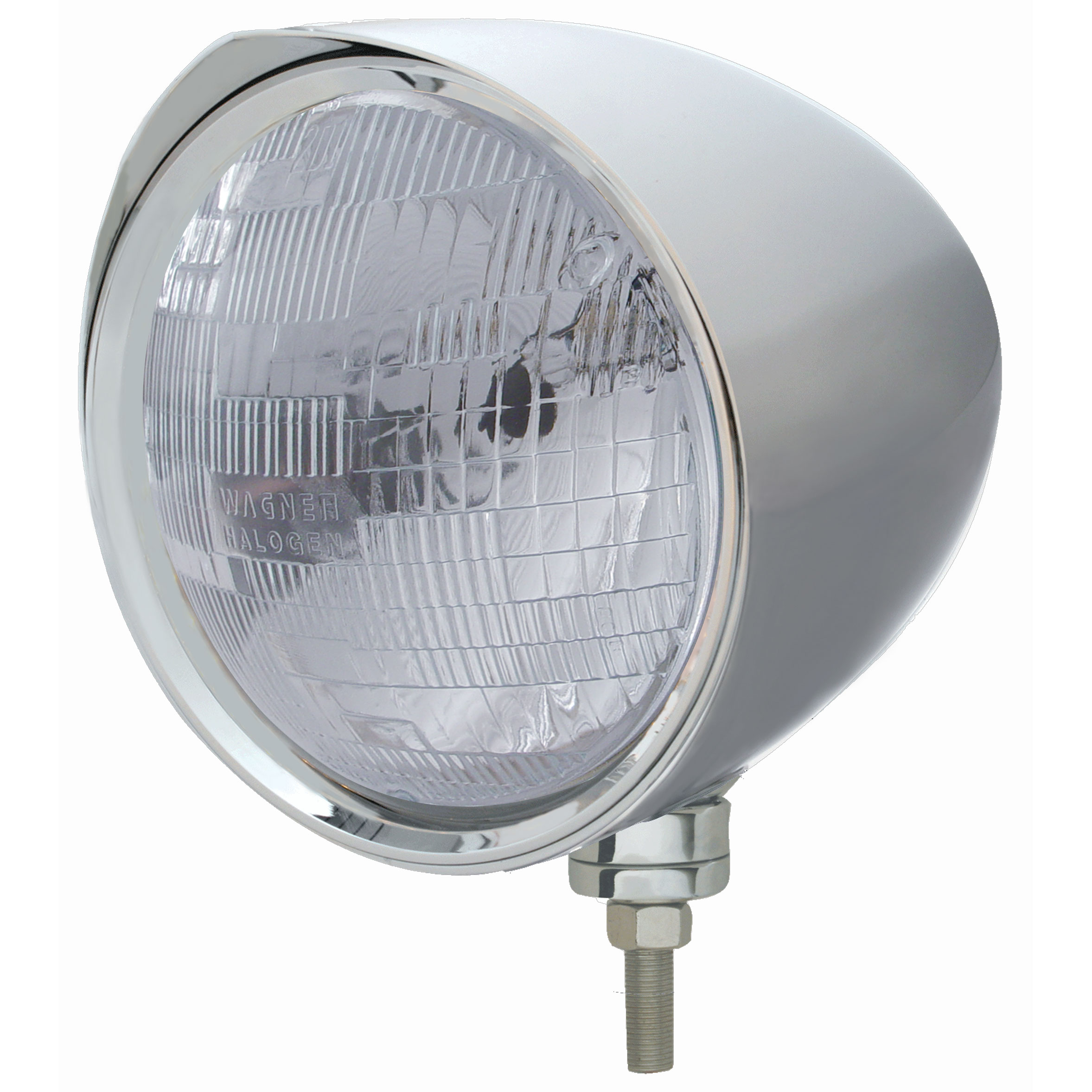 Chrome Aluminum 7" Billet Style "Chopper" Motor Vehicle/Truck Mount Headlight With Razor Visor - H6024 Halogen