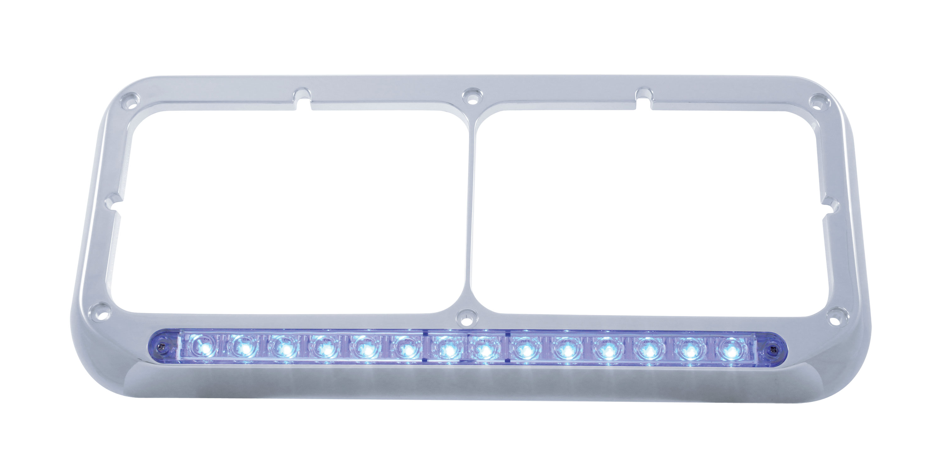 Chrome Plastic 14 Blue Led Rectangular Headlight Bezel - Clear Lens