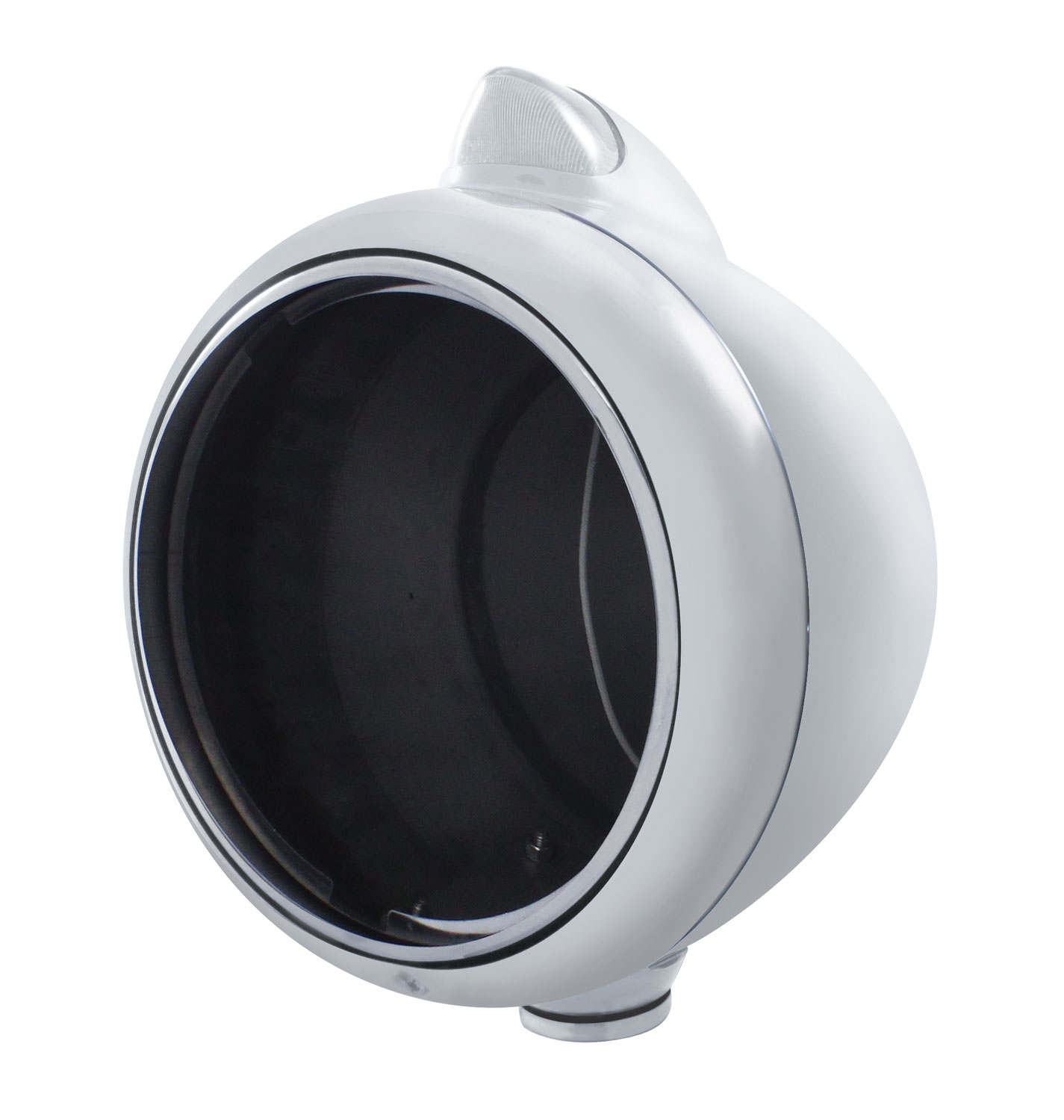 Cr. "Guide" Peterbilt Headlight W/ 5 Amber Led Vintage 682-C Series 2 Top Mount Light - Clear Lens