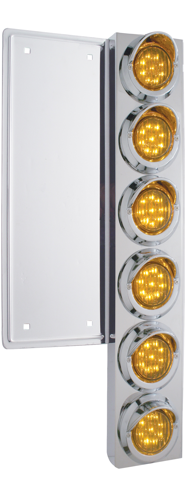(2/Bulk) Stainless Steel Freightliner 12 Led Cutout Air Cleaner Bracket W/ 9 Amber Led 2" Marker Light W/ Visor - Amber Lens