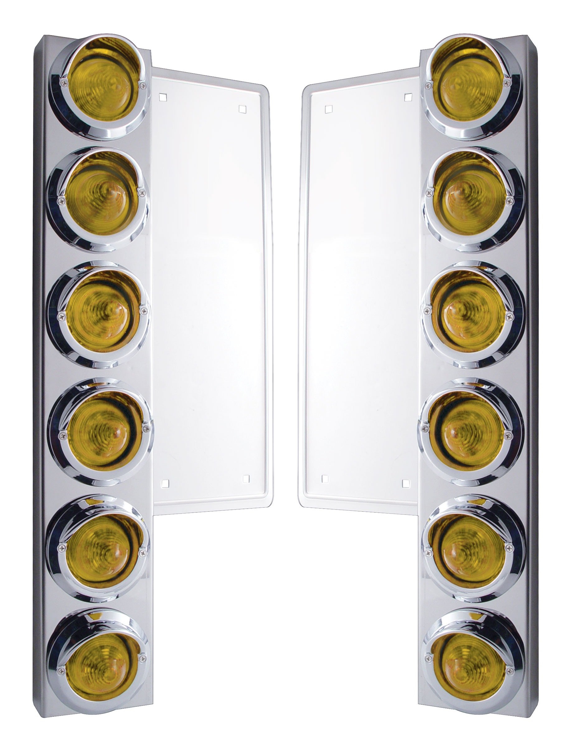 (2/Bulk) Stainless Steel Freightliner  12 Led Cutout Air Cleaner Bracket W/ 9 Amber Led 2" Beehive Marker Lt W/ Visor - Amber Lens