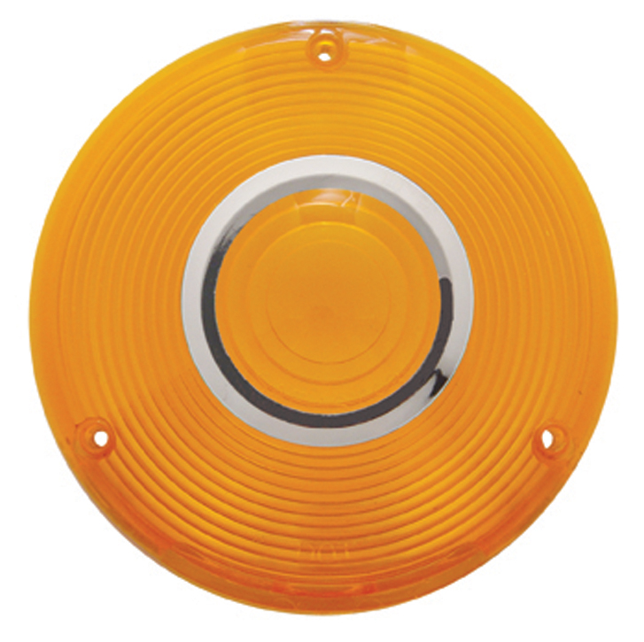 Plastic Turn Signal Lens W/ Chrome Rim - Amber